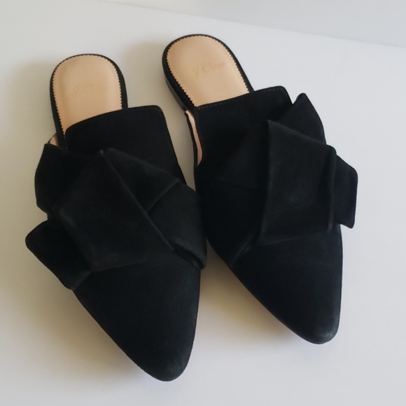 J. Crew Shoes - J.crew 8 black suede mules with bow